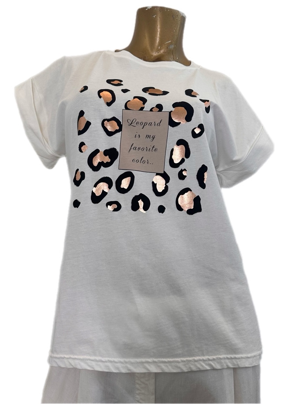 REPUBBLICA Made in Italy Leopard Is My Favorite Color Graphic Tee Skirt Cotton